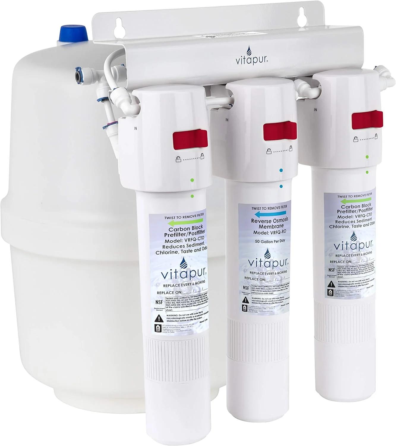 Vitapur Three Stage Quick Connect Reverse Osmosis Treatment System Water Filtration